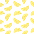 Fresh lemon on white background. Seamless pattern. Vector Illustration. Royalty Free Stock Photo